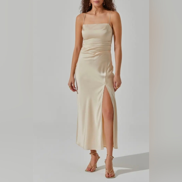 Astr Dresses & Skirts - NWT ASTR The Label Cream Satin Formal Slip Dress Midi To Maxi Length Size XL